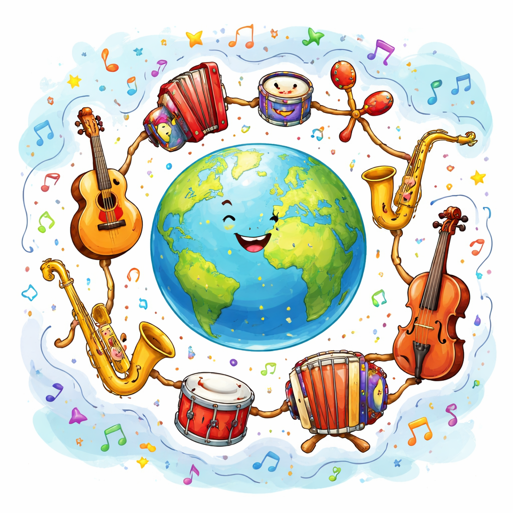 danse joyeuse des instruments musicaux
